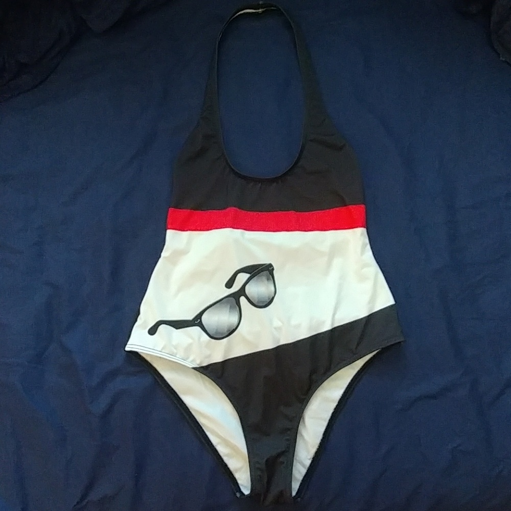 Modcloth High Dive Halter Top One piece Swim Suit